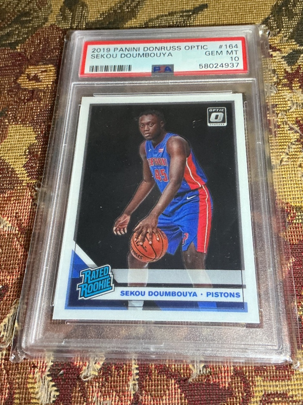 #164 Sekou Doumbouya 2019 Panini Donruss Optic NBA rookie card graded PSA 10